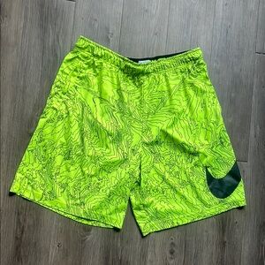 Neon Green Athletic Shorts with Logo